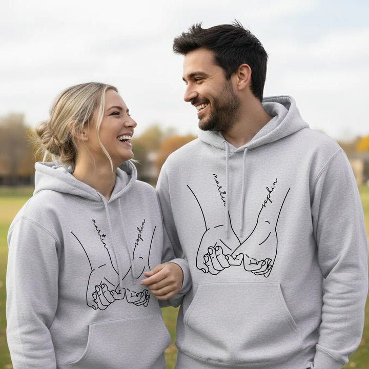 Personalisierte Partnerlook Hoodies "Hand in Hand"