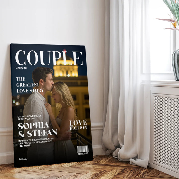 Personalisierte Leinwand "Couple Magazine"
