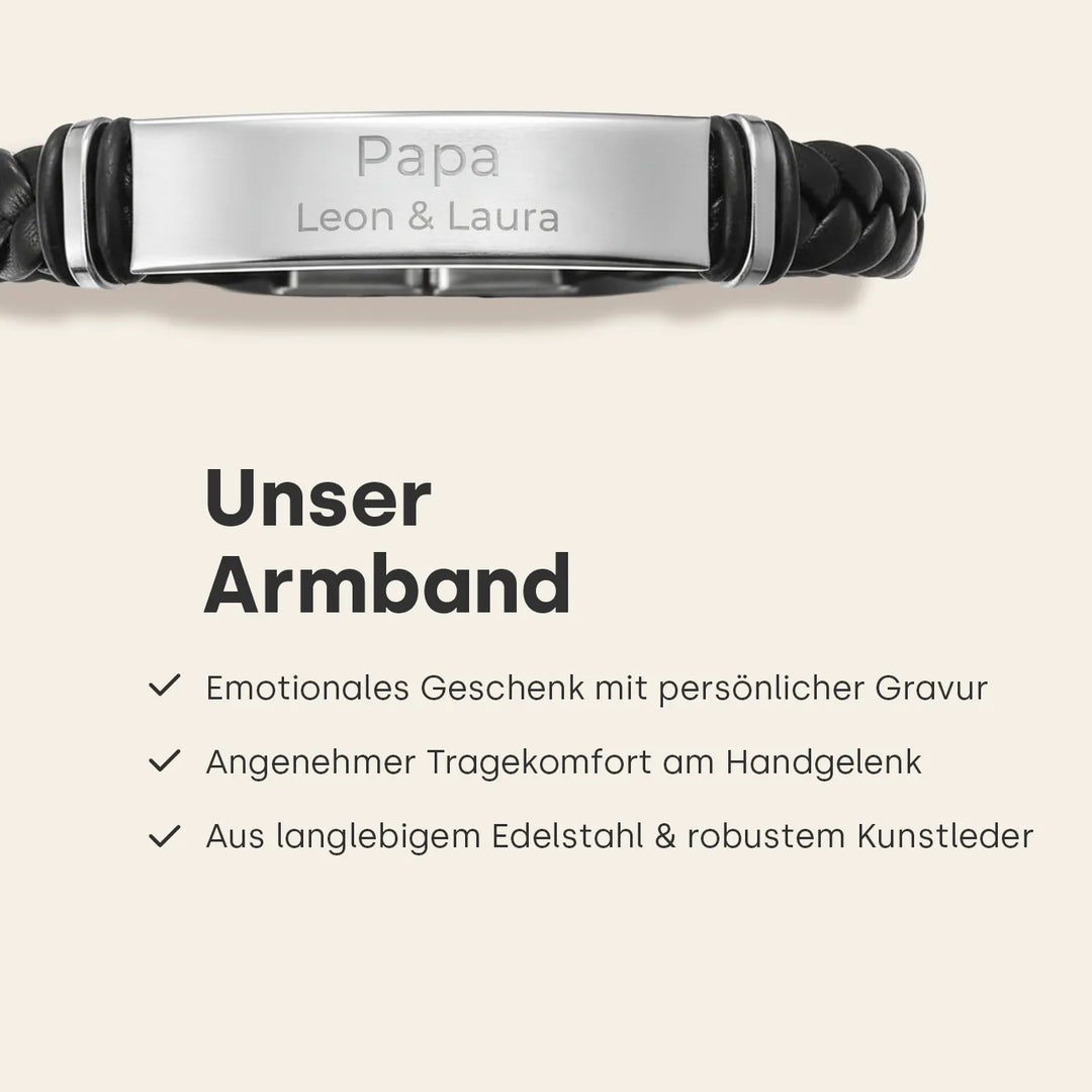 Personalisiertes Lederarmband "Papa"