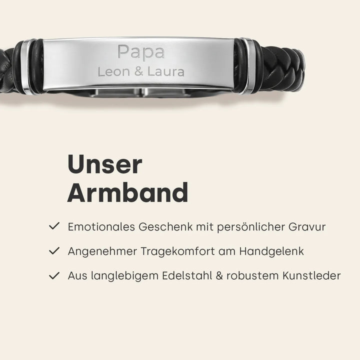 Personalisiertes Lederarmband "Papa"