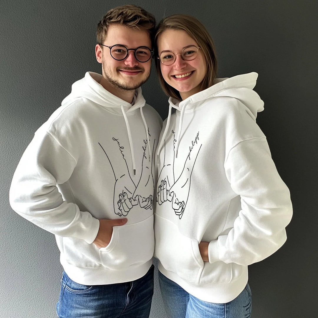 Personalisierte Partnerlook Hoodies "Hand in Hand"