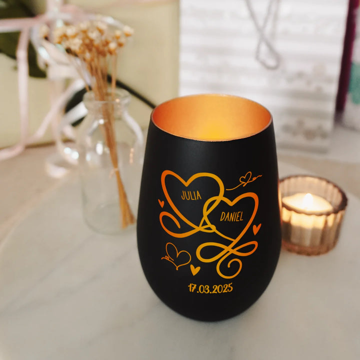 Personalisiertes Windlicht "Herzen"