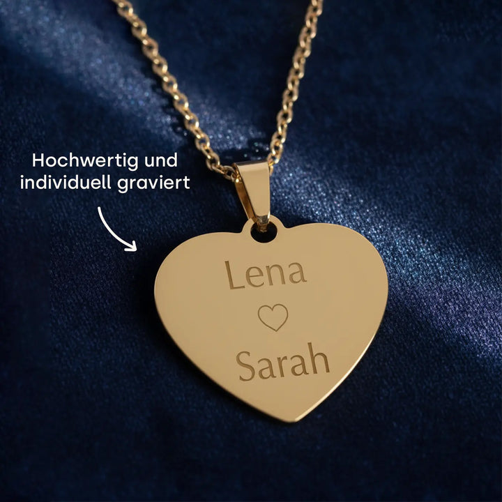 Personalisierte Herzkette mit Gravur “Besties”