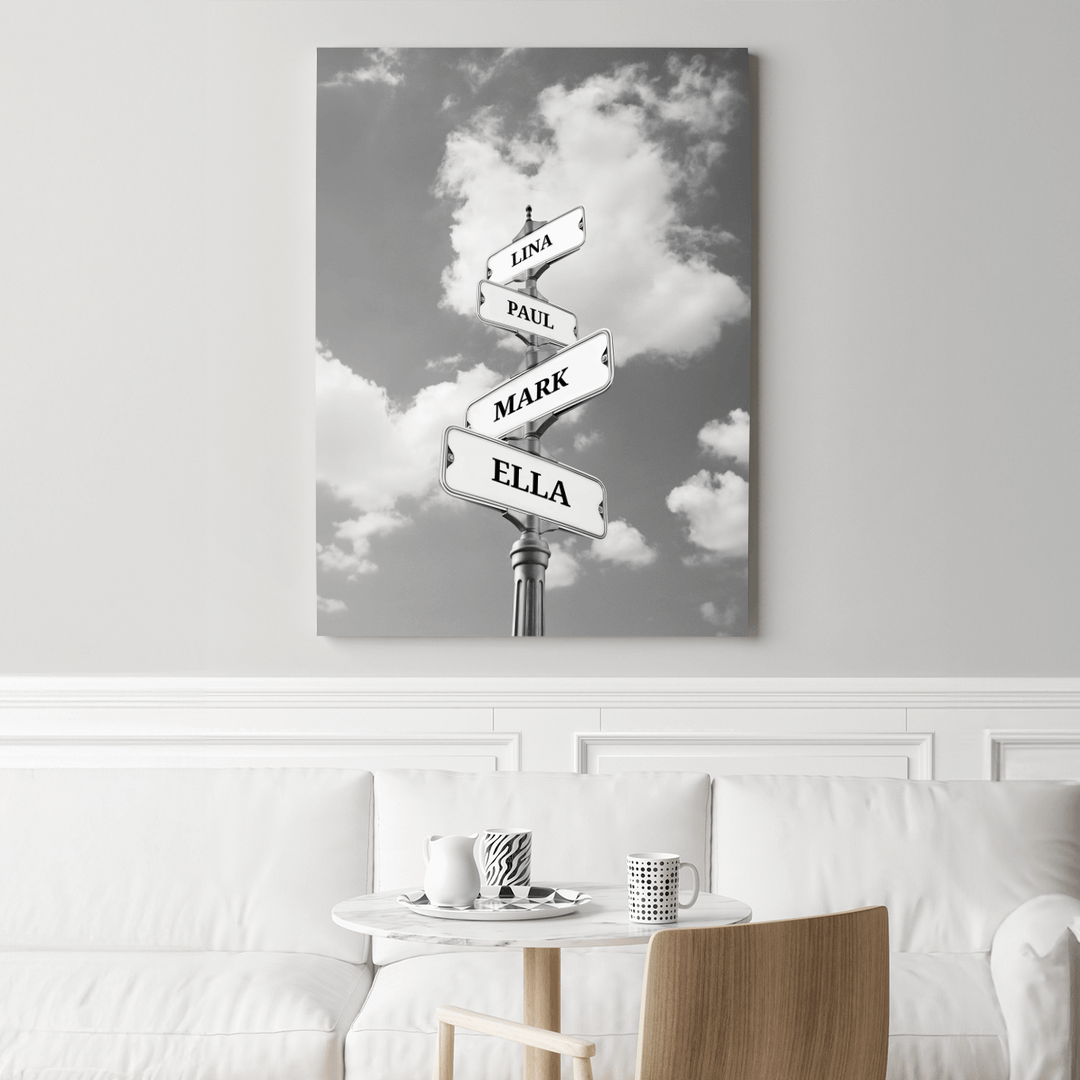 Canvas "Vintage Street Sign for Families"