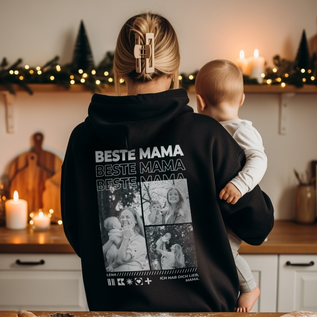 Personalisierter Hoodie mit Fotos "Mama"