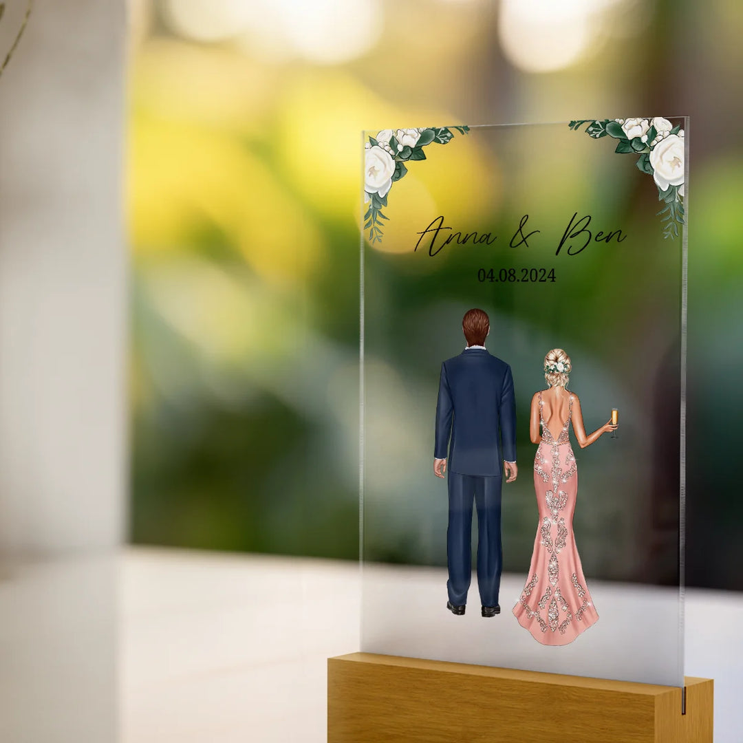 Personalisiertes Acryl-Glas "Hochzeitspaar"