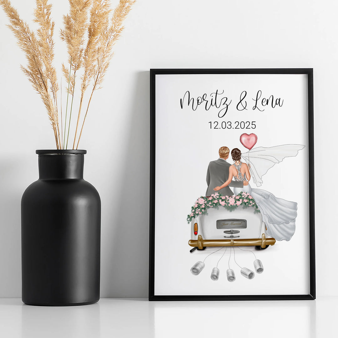 "Just Married" - Personalisiertes Poster als Geldgeschenk