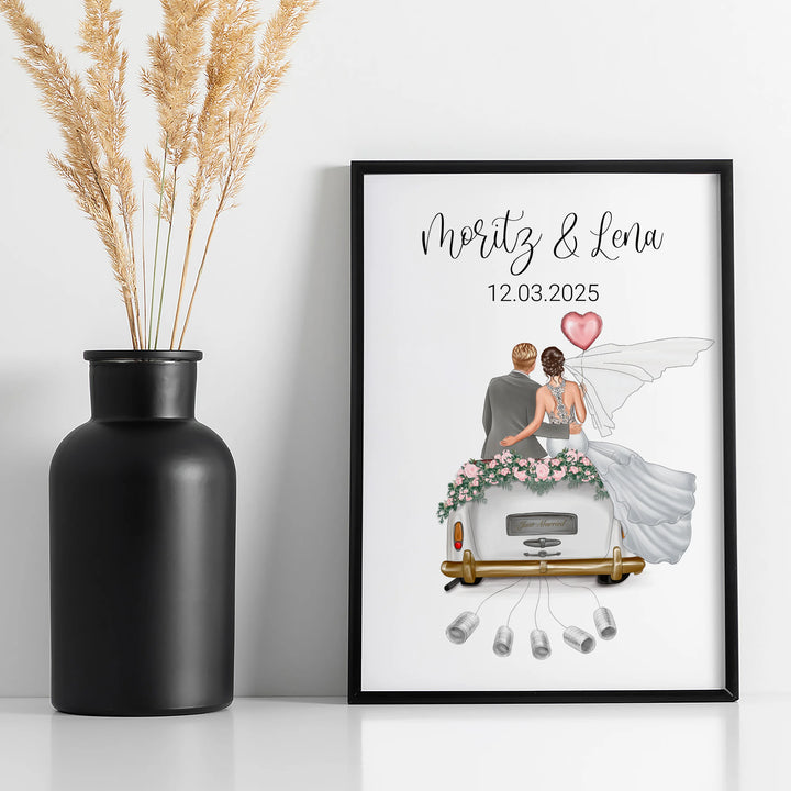"Just Married" - Personalisiertes Poster als Geldgeschenk