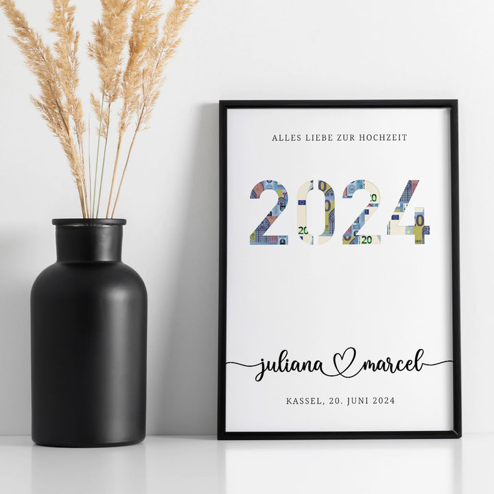 Personalized money gift for wedding "2024"