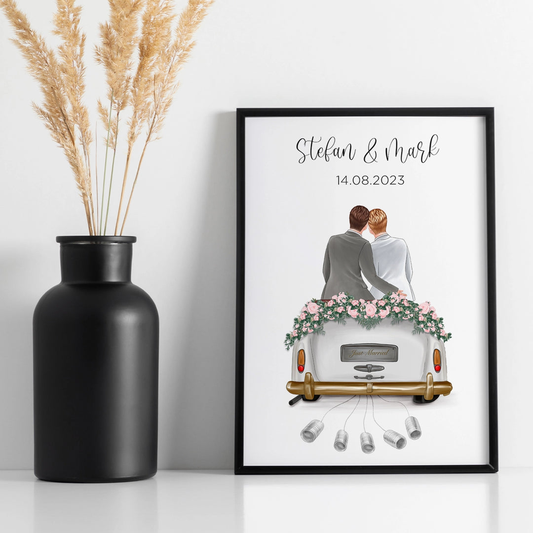 "Just Married" - Personalized poster as a money gift | LGBTQ couples