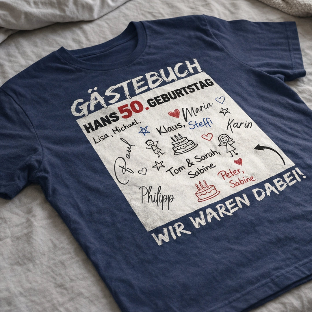 Personalisiertes T-Shirt “Gästebuch Geburtstag”