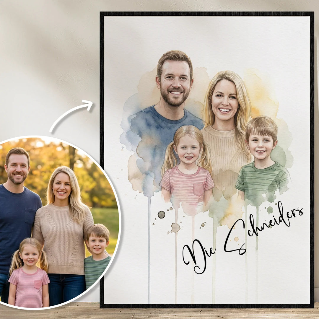 Personalisiertes Poster Familie "Wasserfarben"