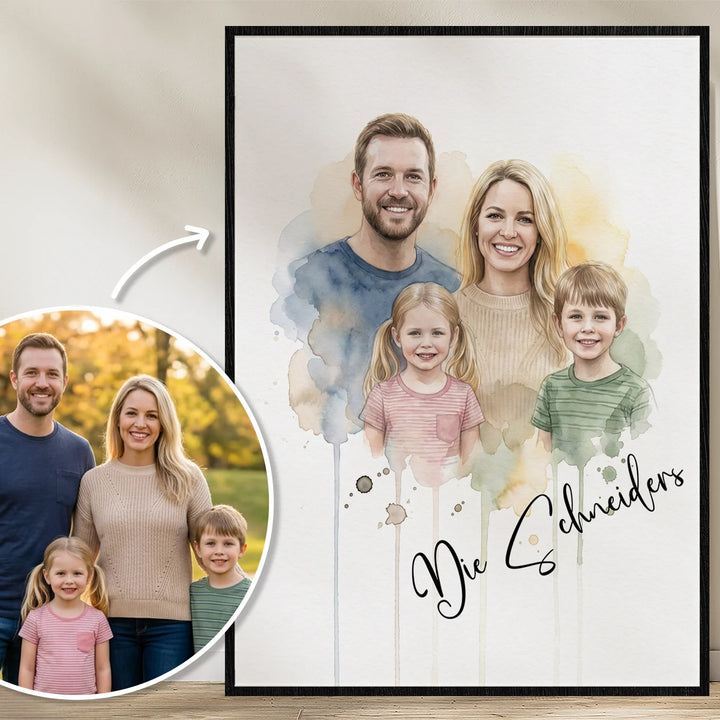 Personalisiertes Poster Familie "Wasserfarben"