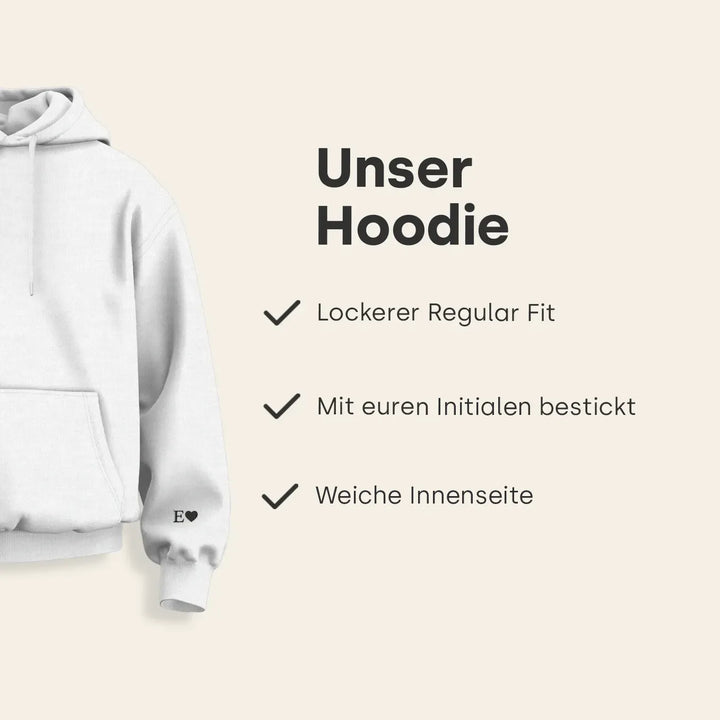 Personalisierte Partner-Hoodies mit Stick "Herz & Initialen"