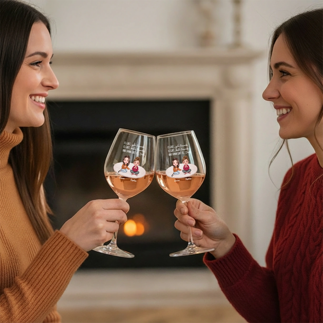 Personalisiertes Weinglas "Besties"
