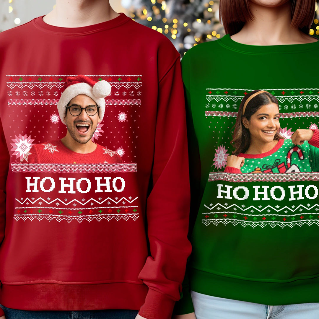 Personalisierter Christmas Sweater "Ho Ho Ho"