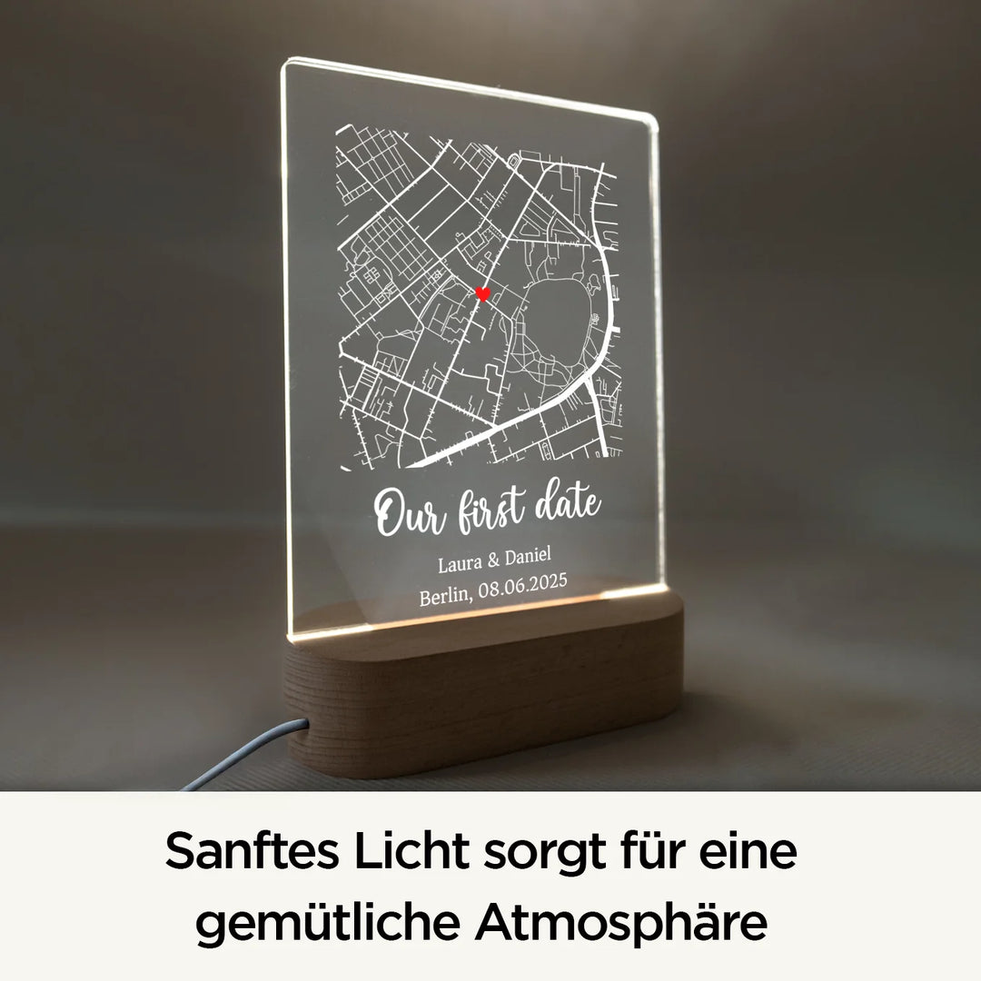 Personalisiertes Acryl-Licht "Herzensort" | Nachtlicht, Dekolicht, Glowlight