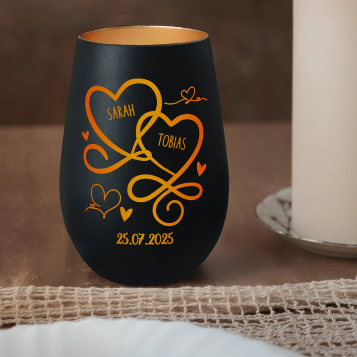 Personalisiertes Windlicht "Herzen"