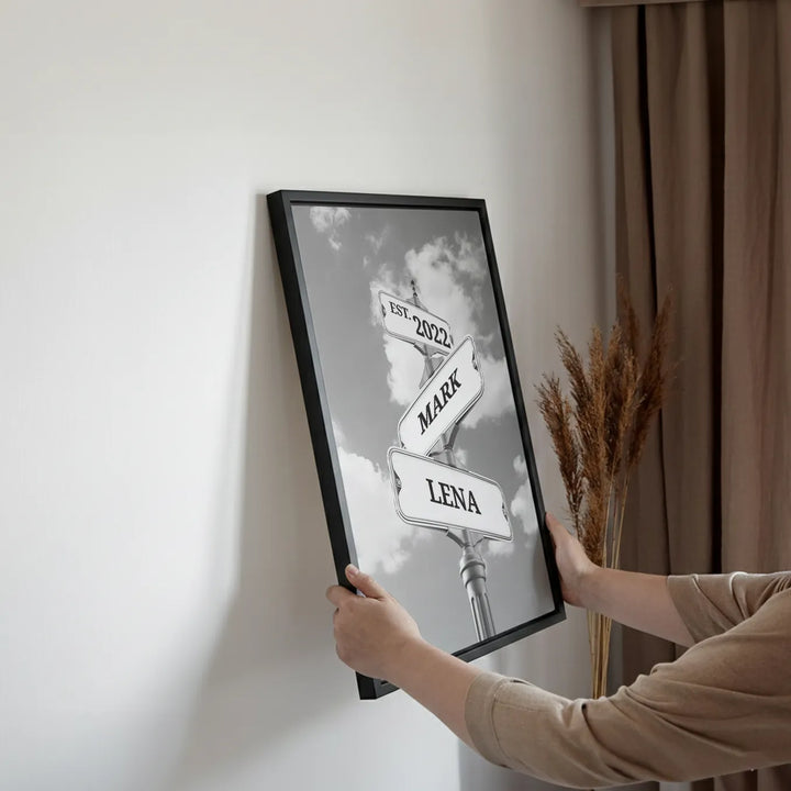 Leinwand "Vintage Straßenschild für Paare"