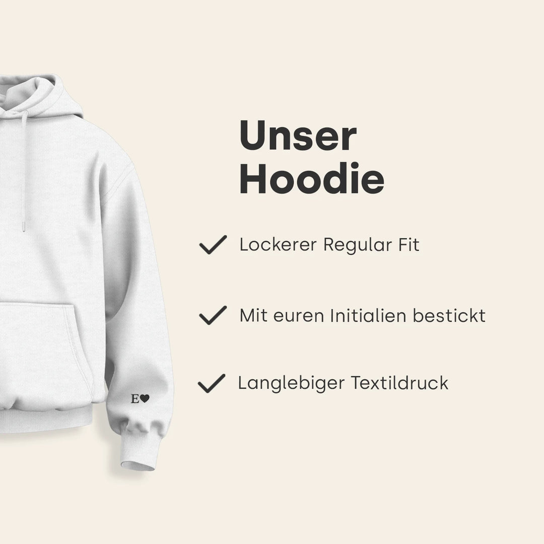 Personalisierte Partner-Hoodies mit Stick "Herz & Initialen"