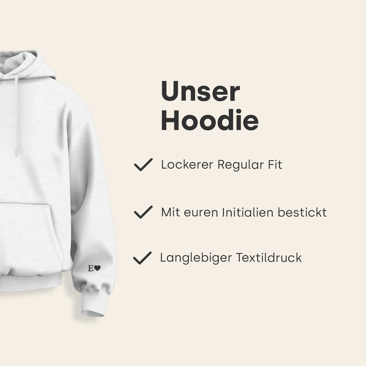 Personalisierte Partner-Hoodies mit Stick "Herz & Initialen"