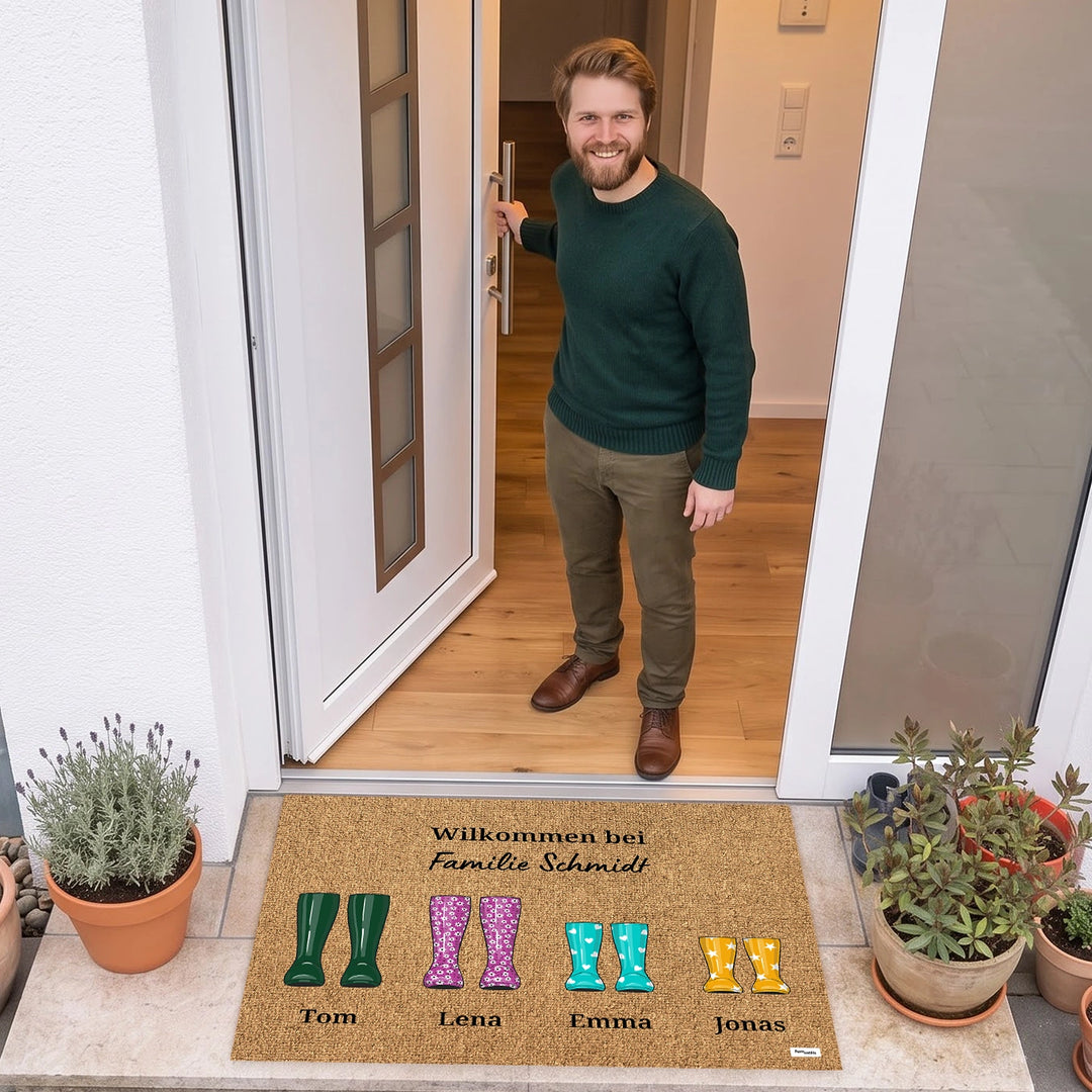 Personalisierte Fußmatte "Gummistiefel"