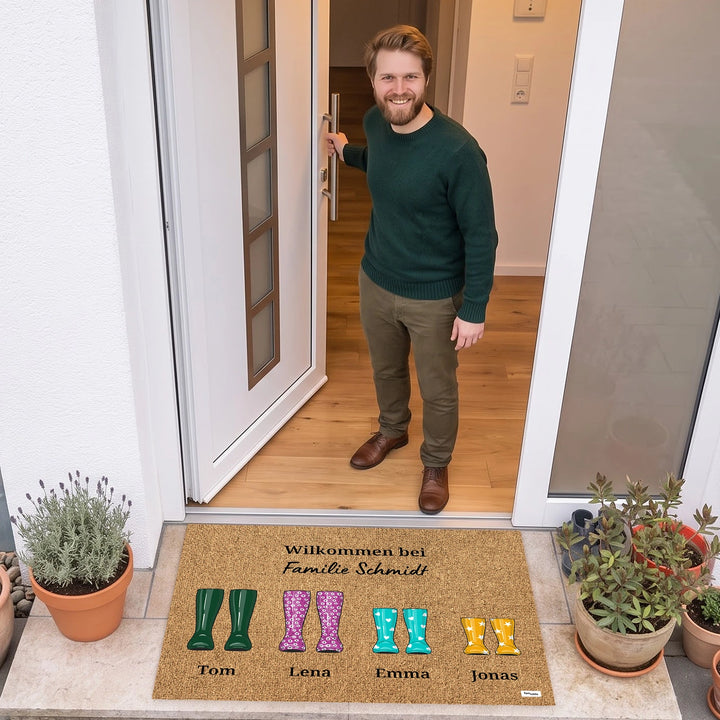 Personalisierte Fußmatte "Gummistiefel"