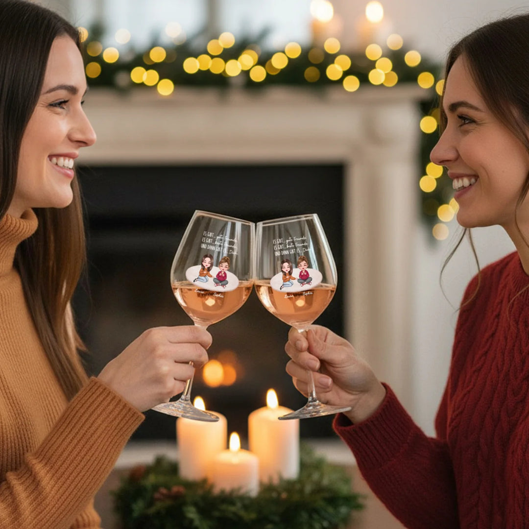 Personalisiertes Weinglas "Besties"