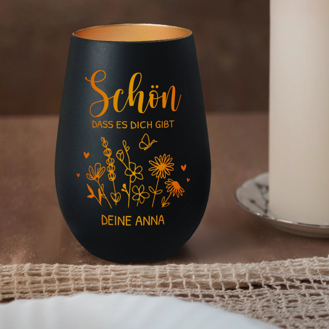 Personalisiertes Windlicht "Schön, dass es dich gibt"