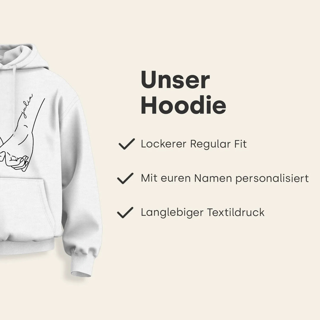 Personalisierte Partnerlook Hoodies "Hand in Hand"