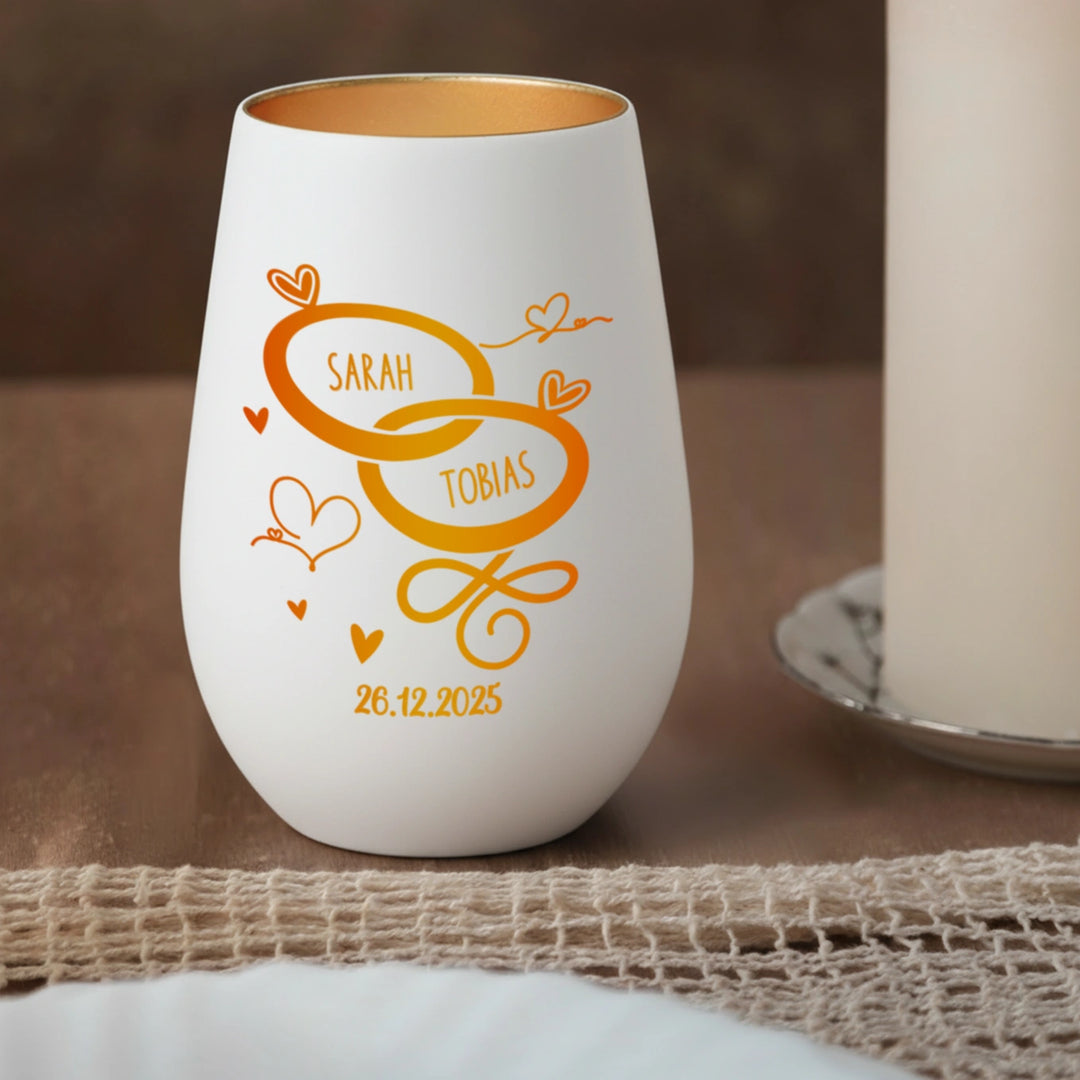 Personalisiertes Windlicht "Ringe"
