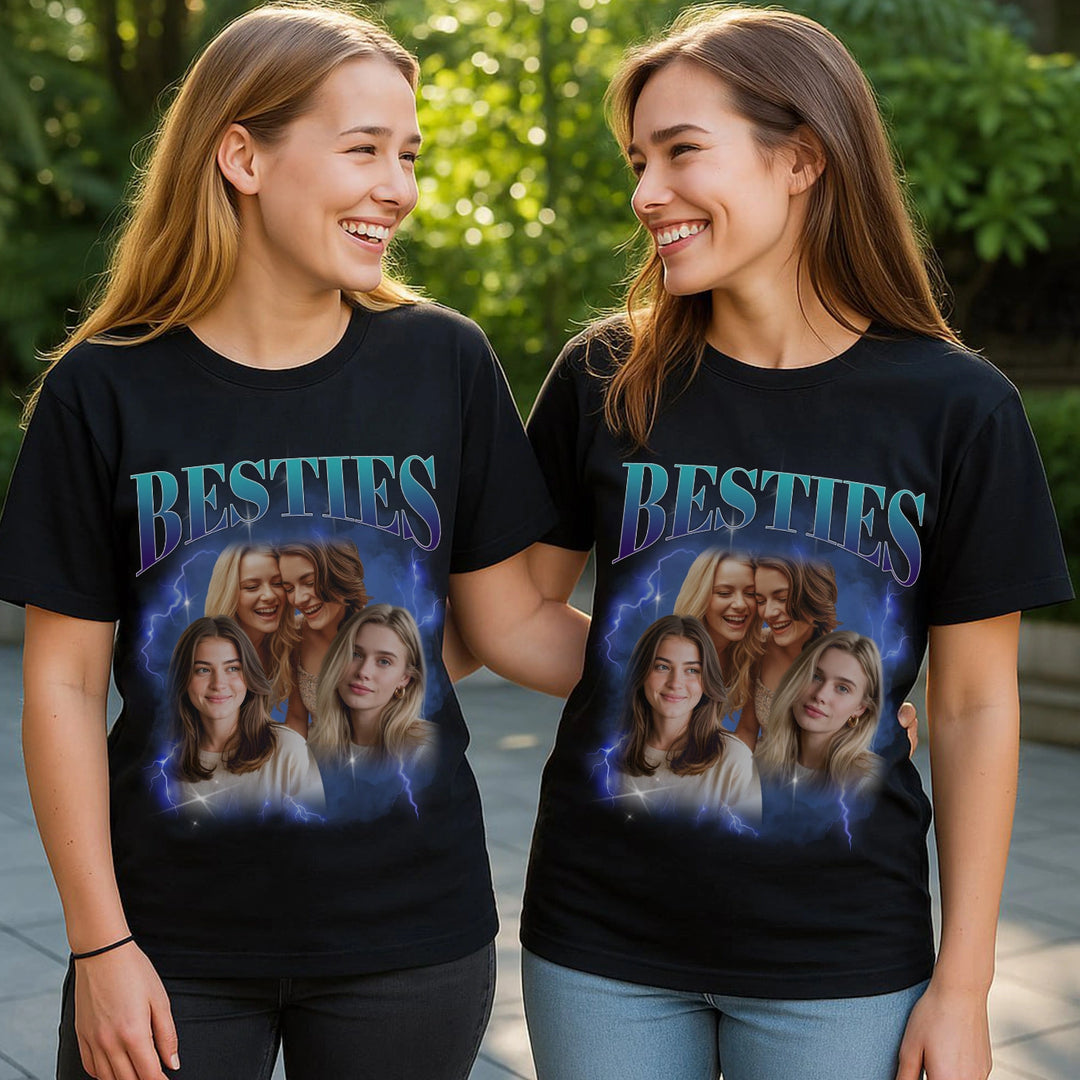 Personalisiertes T-Shirt Vintage Bootleg "BESTIES"