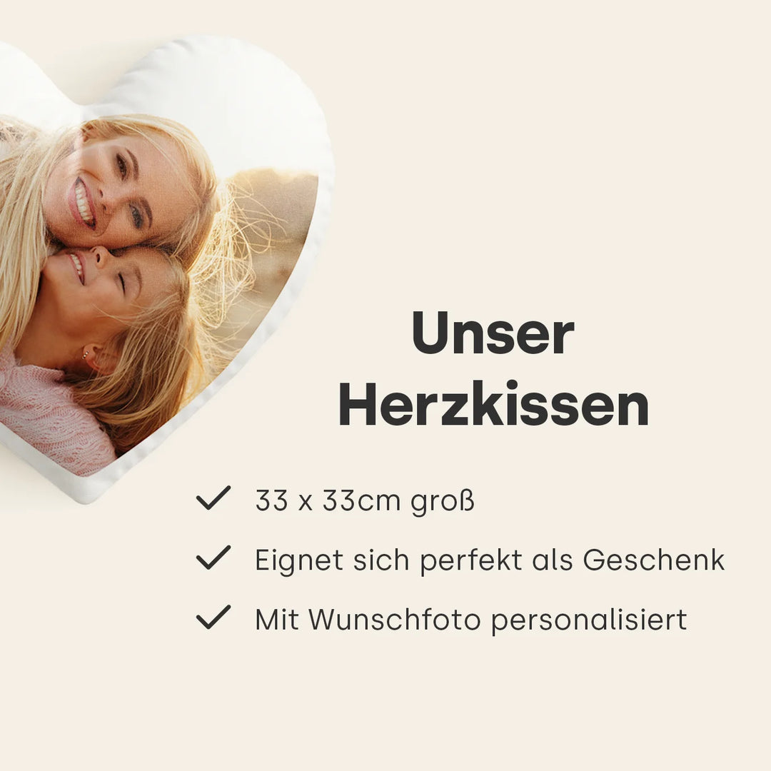 Personalisiertes Herz-Kissen Mama "Foto"