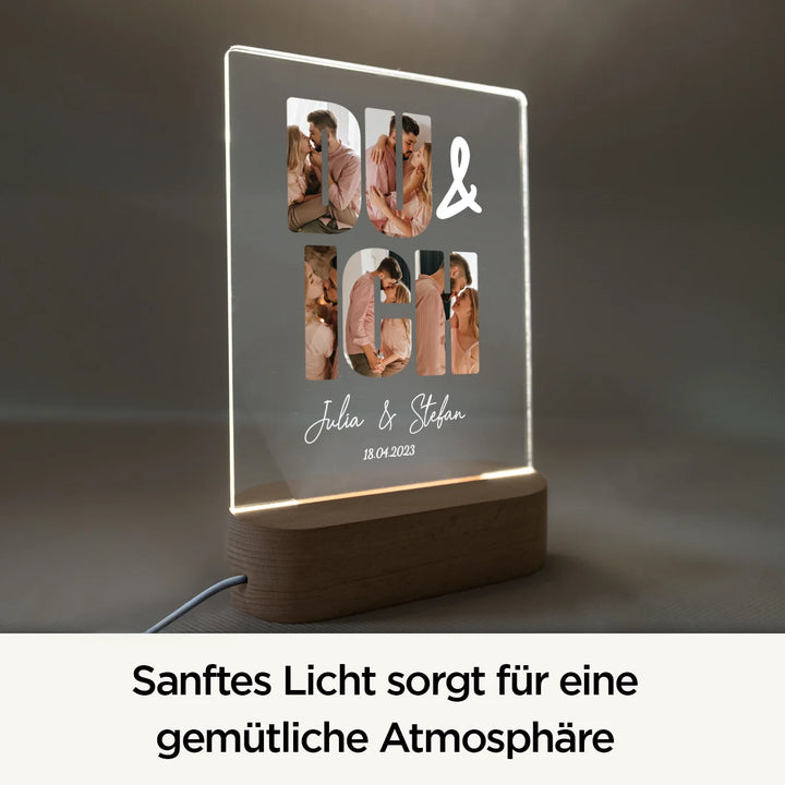 Personalisiertes Acryl-Licht "Du & Ich" | Nachtlicht, Dekolicht, Glowlight