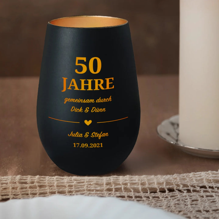 Personalisiertes Windlicht "Goldene Hochzeit"