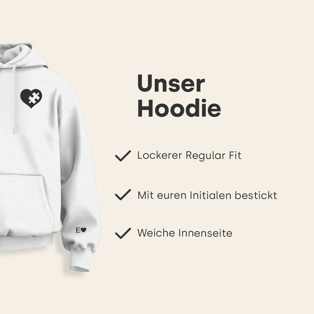 Personalisierte Partnerlook Hoodies mit Stick "Puzzlestück"