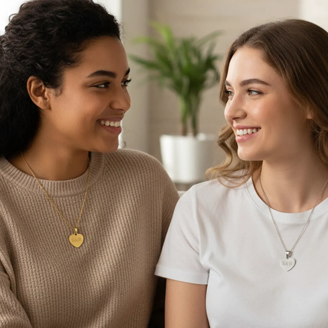 Personalisierte Herzkette mit Gravur “Besties”