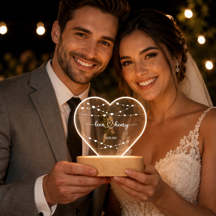 Personalisiertes Herz Acryl-Licht "Hearts" | Nachtlicht, Dekolicht, Glowlight