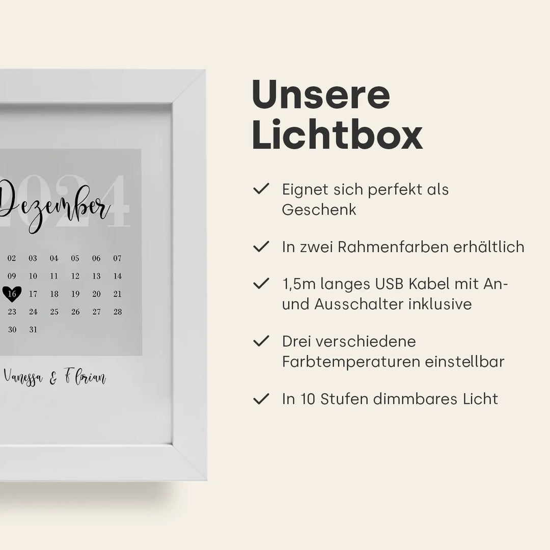 LED Bilderrahmen mit personalisiertem Bild "Our Special Date"