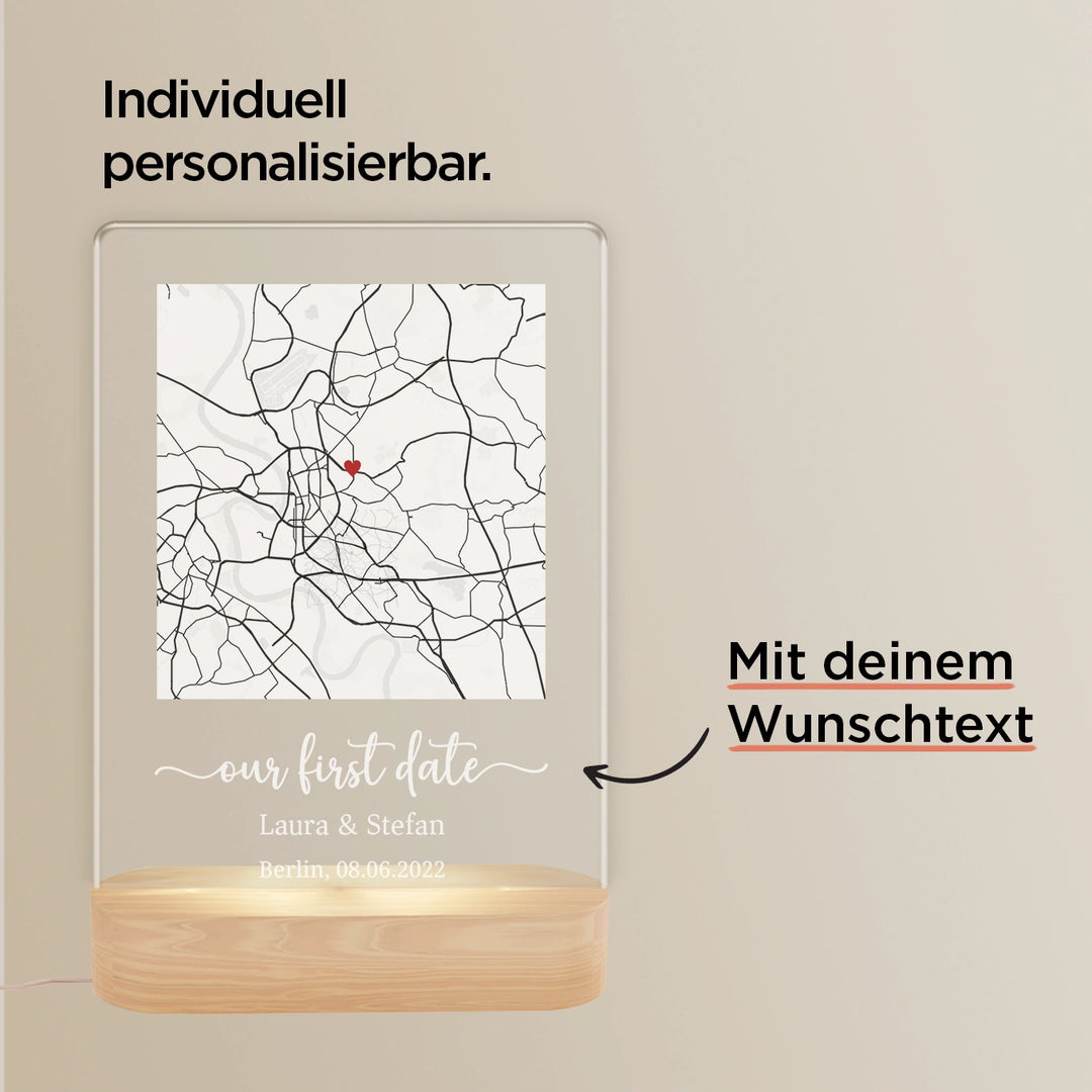 Personalisiertes Acryl-Licht "Herzensort" | Nachtlicht, Dekolicht, Glowlight