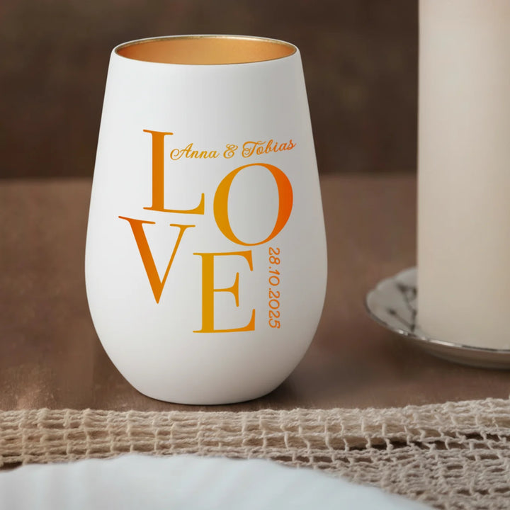 Personalisiertes Windlicht Weiß "Love"