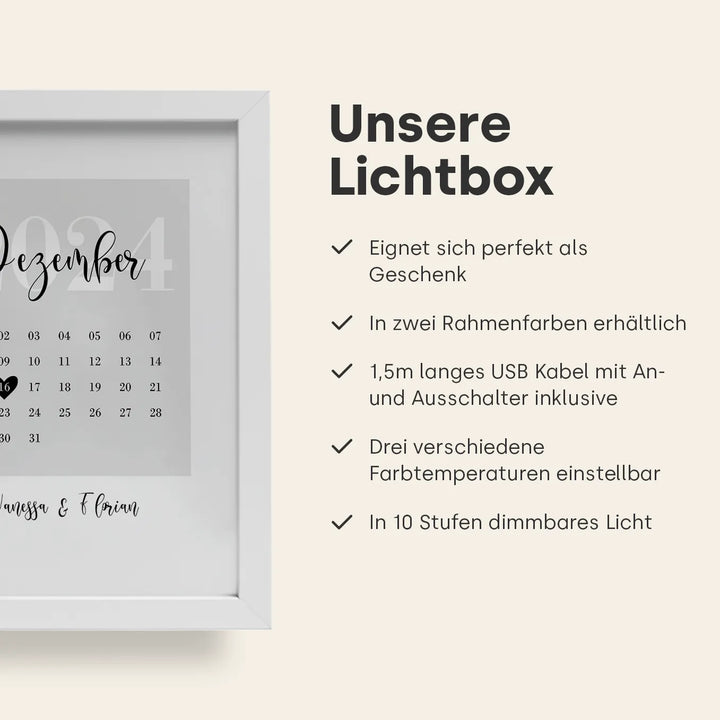 LED Bilderrahmen mit personalisiertem Bild "Our Special Date"