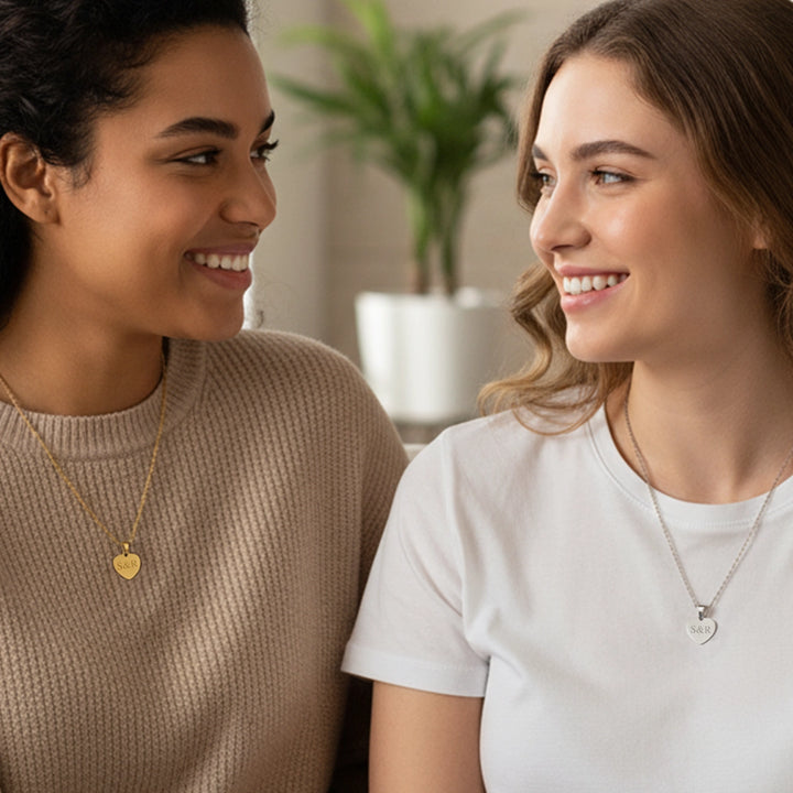 Personalisierte Herzkette mit Gravur “Besties”