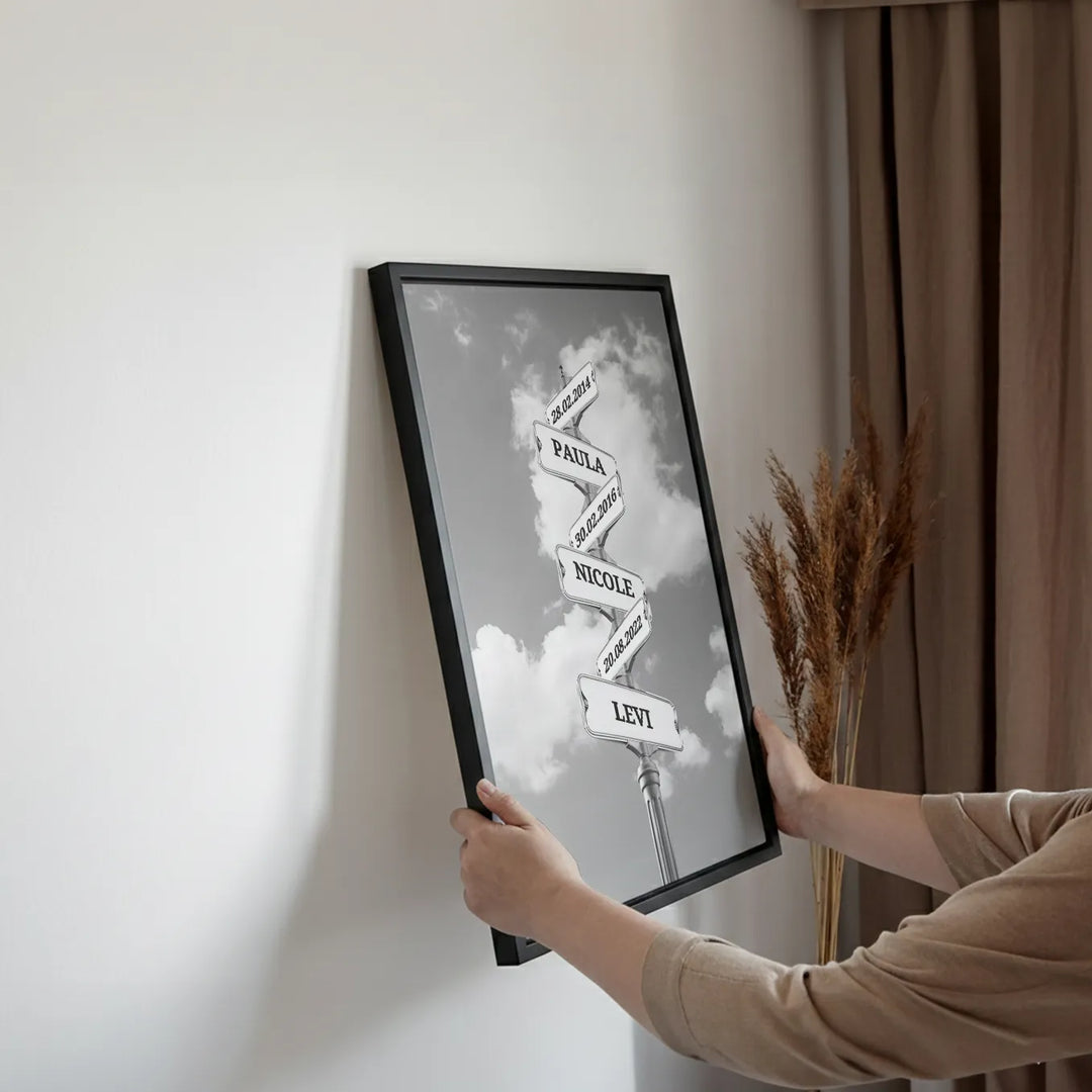 Leinwand ''Vintage Straßenschild mit Geburtsdatum''