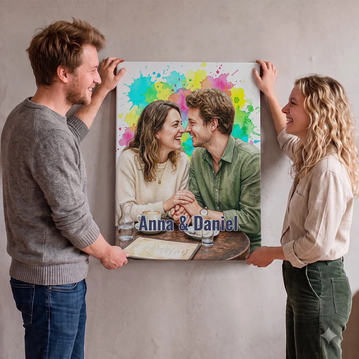 Personalisierte Leinwand "Wasserfarben Couple"