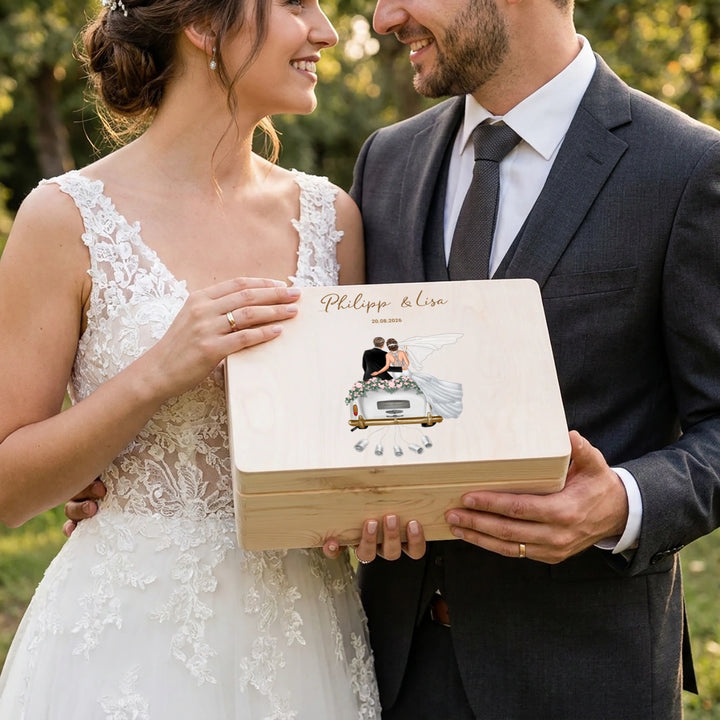 Personalisierte Erinnerungskiste "Just Married"