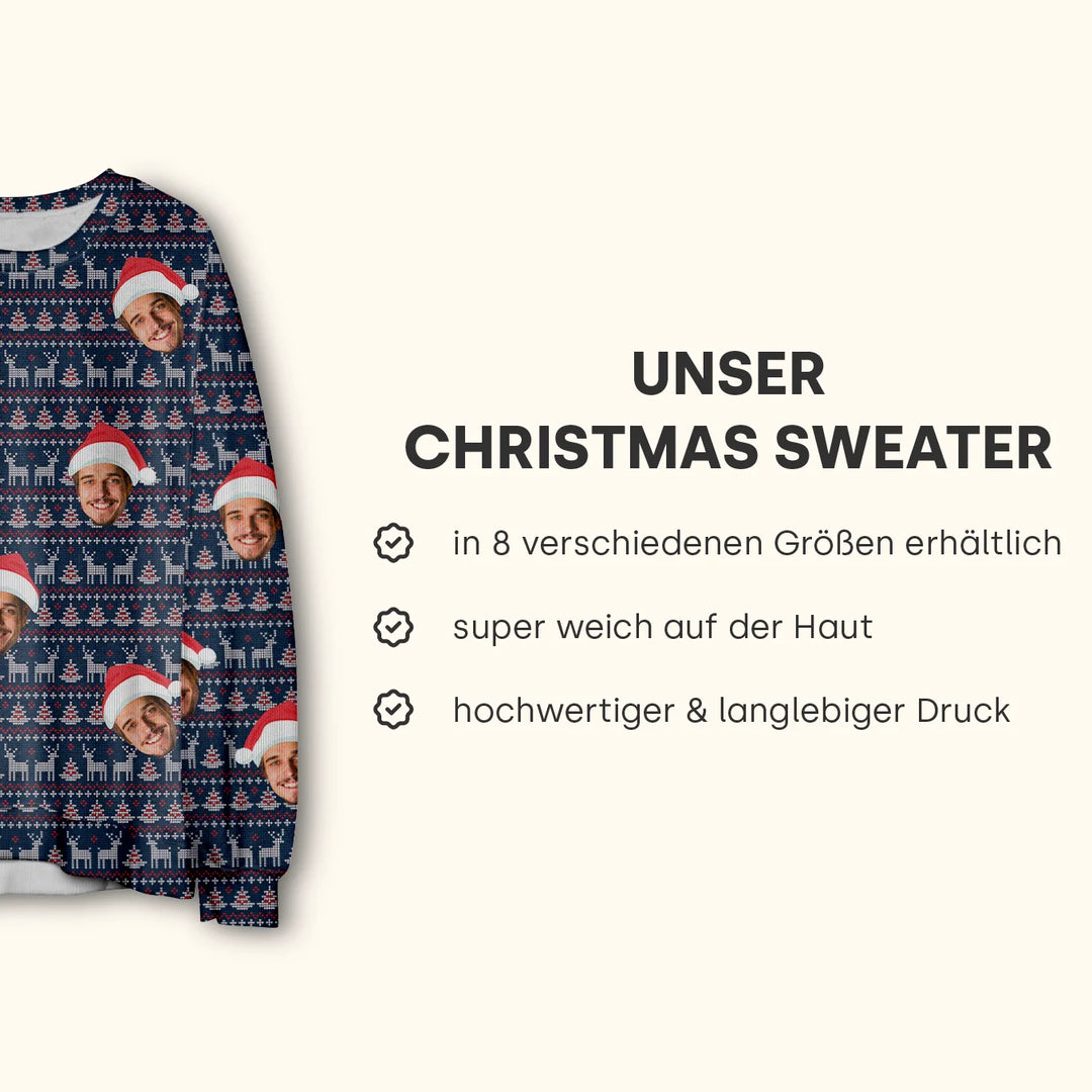 Personalisierter Ugly Christmas Sweater "Rentier"