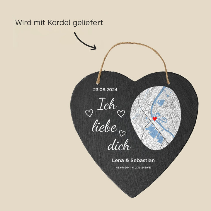 Personalisierte Schieferplatte "Wo alles begann"