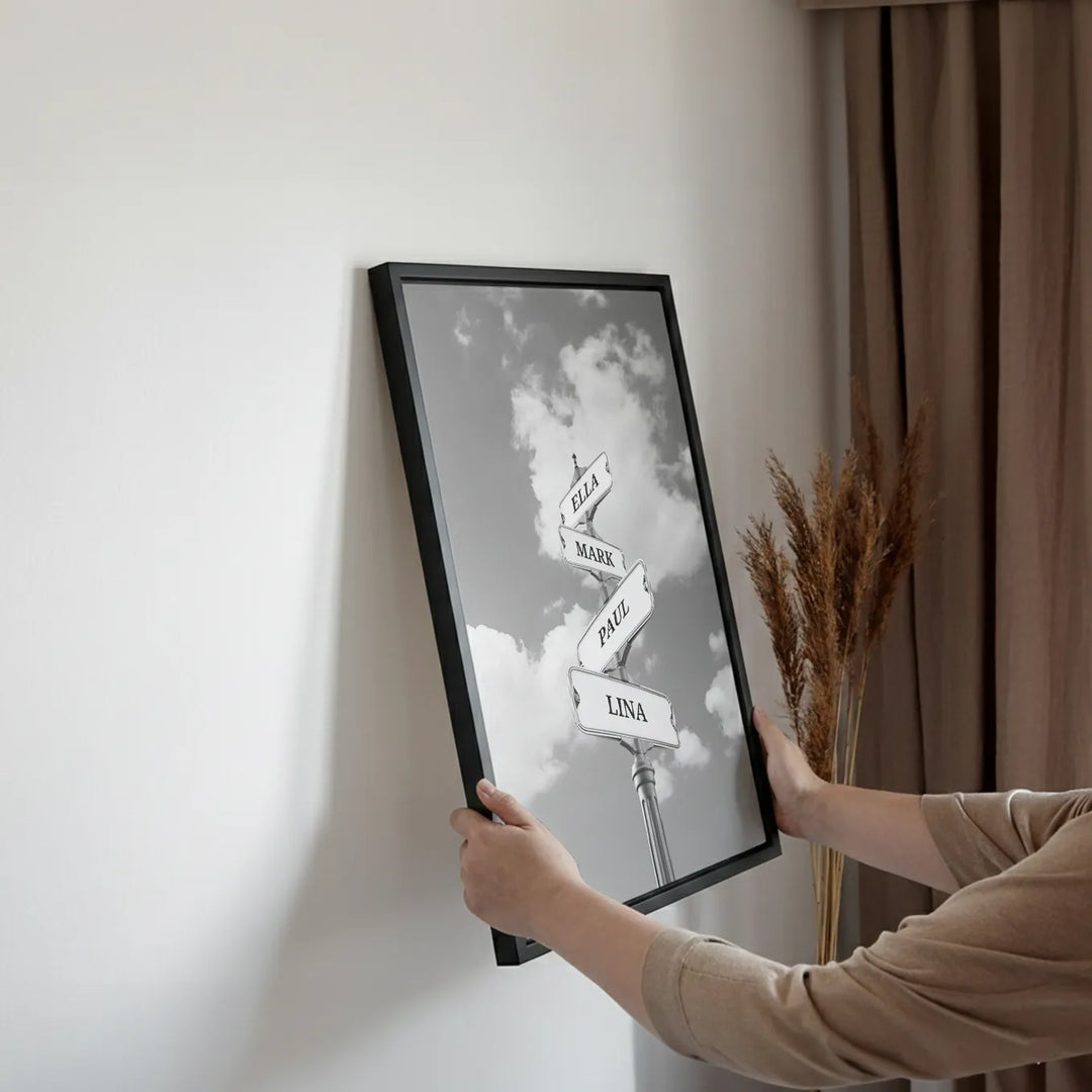 Leinwand ''Vintage Straßenschild für Familien''