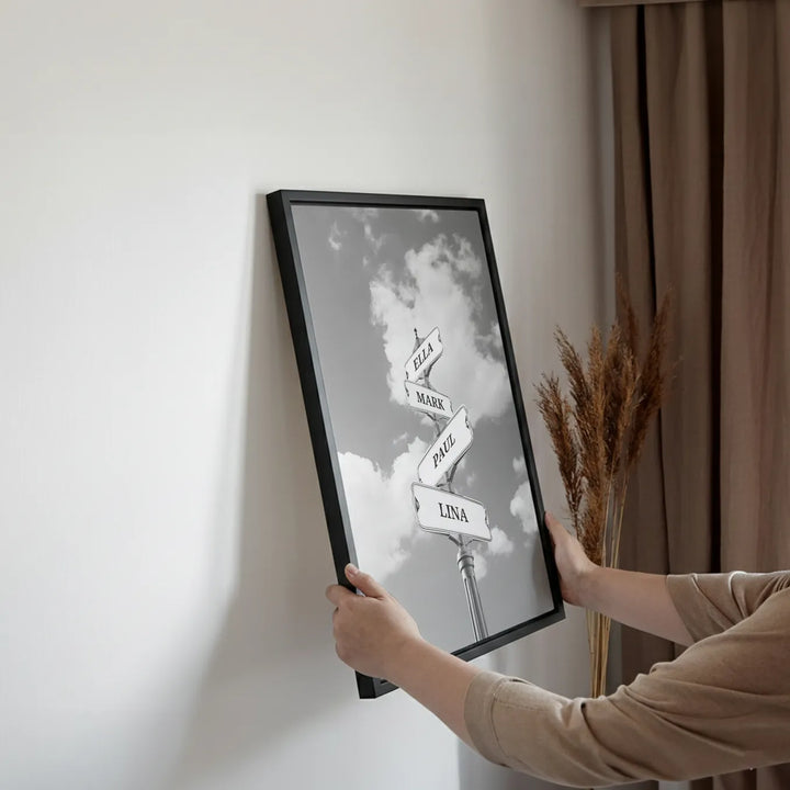 Leinwand ''Vintage Straßenschild für Familien''